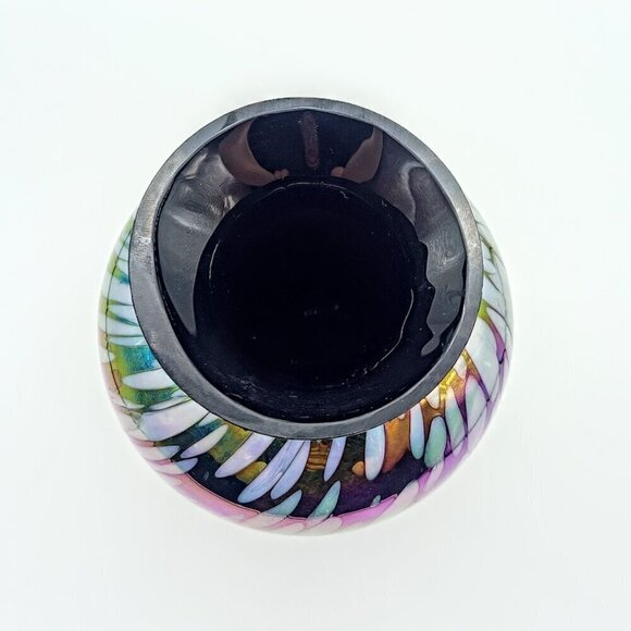 Vintage Handmade Iridescent Amethyst Art Glass Vase - Picture 4 of 6